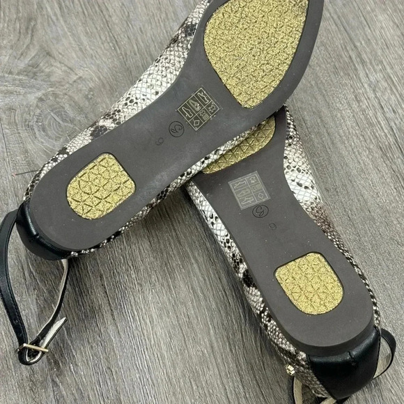 3/$30 Seecaas Ella Ballet Flat Black Cap Toe Reptile Snake Print Size 9 Shoes - Picture 11 of 13